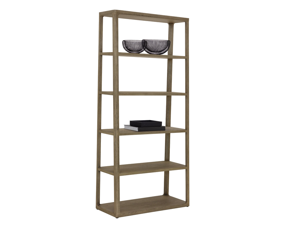 Sunpan Doncaster Bookcase - Modern Smoke Grey Oak Design Perfect for Minimalist Home Decor and Storage Large - 35.5W x 15.75D x 76H