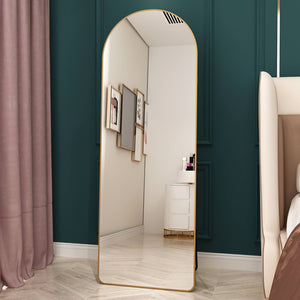 English Elm The Arched Gold Aluminum Full Length Floor Mirror for Bedroom Entryway Dressing Room W1151140053