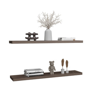 English Elm Floating Shelves - Stylish Walnut Design, 2-Tiered Storage Solution For Modern Home Decor & Organization B097P250908