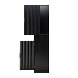 English Elm 72" Fluted Kitchen Pantry Cabinet with Anti-Tilt Stabilizers, Triple-Fold Hinges, Spice Door Racks and Deep Storage Black W2917P294985