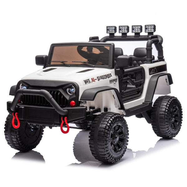 English Elm 24v Kids Electric Ride on Car with Parental Remote Dual Motors and Four Wheel Suspension White W1578P208323