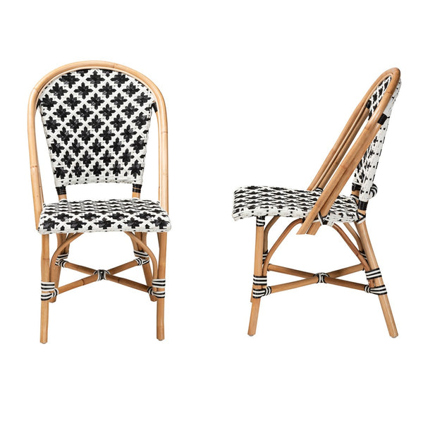 English Elm Mid-century Woven Rattan Dining Chair with Circular Back and Black Lacquered Legs B2750P467658