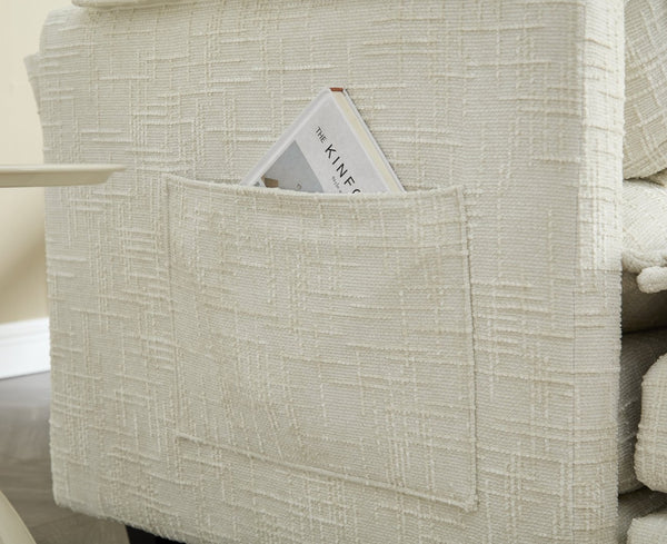 English Elm United Cozy Two-Seat Chenille Sofa With Detachable Armrests, Footstools, And Side Pockets For Comfort P2 W1568S00137-GIGA