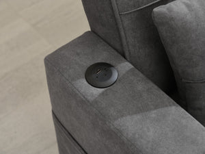 English Elm Futon 3-in-1 Convertible Pull-Out Sleeper Chair with USB-C & USB Port, Cup Holders, Dark Grey Tech Cloth W1829S00012