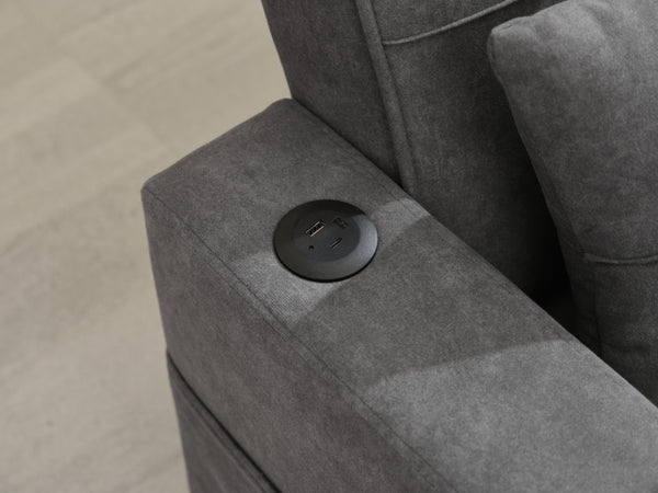 English Elm Futon 3-in-1 Convertible Pull-Out Sleeper Chair with USB-C & USB Port, Cup Holders, Dark Grey Tech Cloth W1829S00012