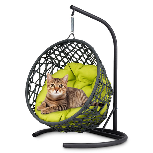 English Elm Cat Swing Bed With Cushion - Stylish Egg Chair For Cats & Small Dogs, Cozy Indoor/Outdoor Retreat! W2500P283890