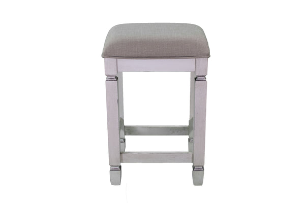 English Elm Console Antique White Console Table with 4 Stools, Solid Wood & MDF, 2 Drawers, Space-Saving Seating B2699P206766