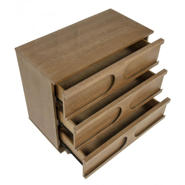 English Elm Modern Rubberwood Sideboard with Carved Oval Drawer Fronts Sand Washed Oak Finish B011P474820