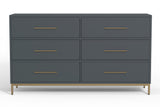 IDEAZ 1564APB Slate Gray Elegant 6 Drawer Dresser Slate Gray 1564APB