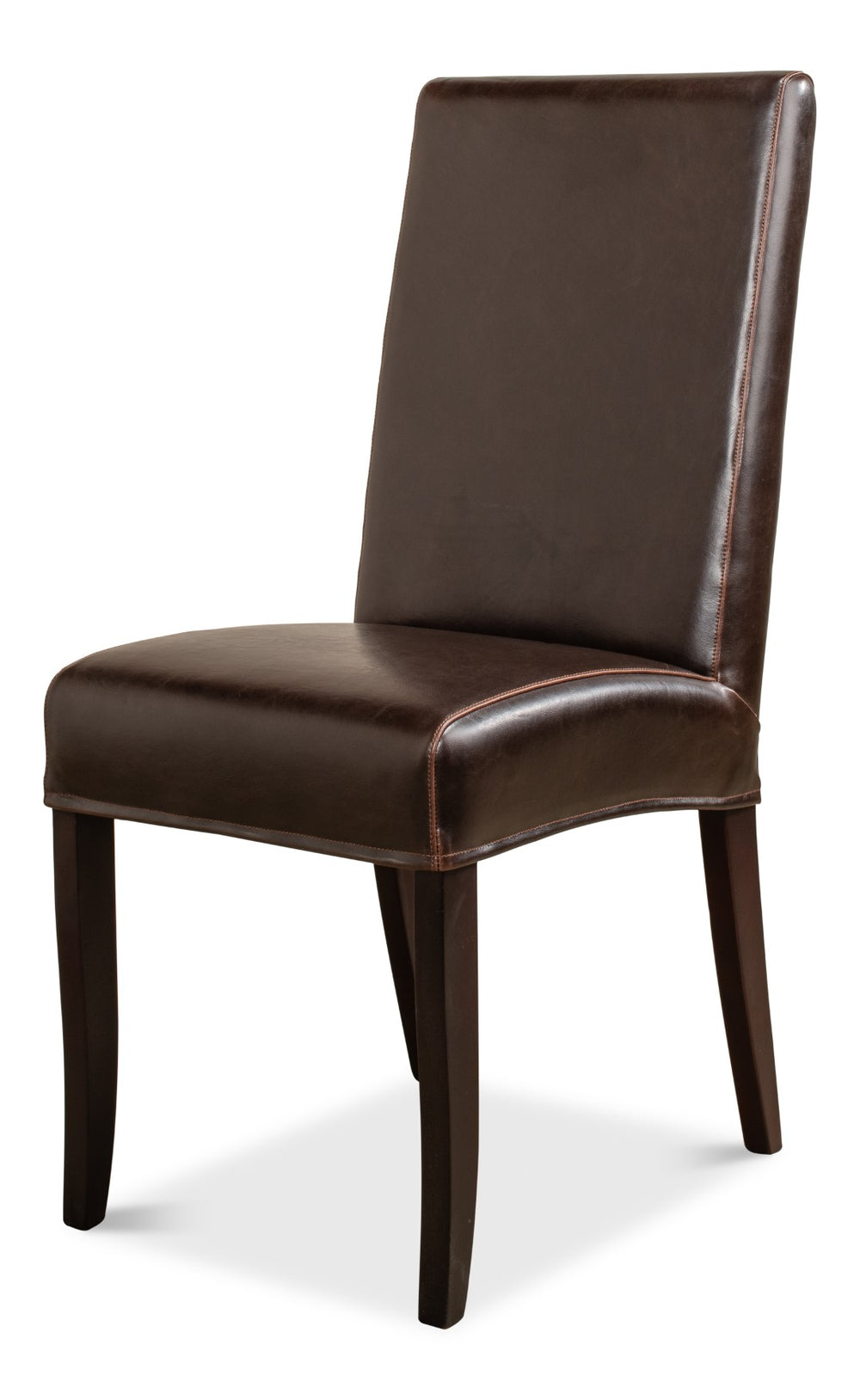 Sarreid Milano Side Chair Set Of 2 - Luxurious Brown Bycast Cowhide Leather With Elegant Wood Frame Brown  15662