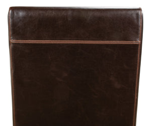 Sarreid Milano Side Chair Set Of 2 - Luxurious Brown Bycast Cowhide Leather With Elegant Wood Frame Brown  15662