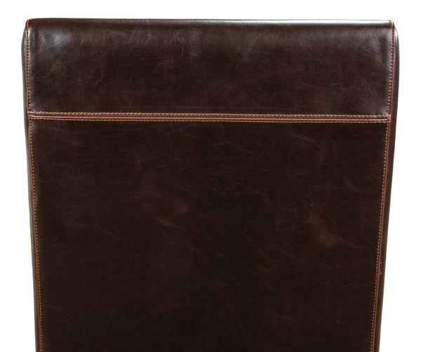 Sarreid Milano Side Chair Set Of 2 - Luxurious Brown Bycast Cowhide Leather With Elegant Wood Frame Brown  15662