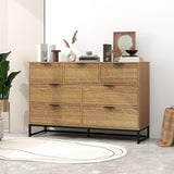 Modern 7 Drawer Dresser Wood Cabinet