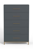 IDEAZ 1566APB Slate Gray Elegant 5 Drawer Chest Slate Gray 1566APB