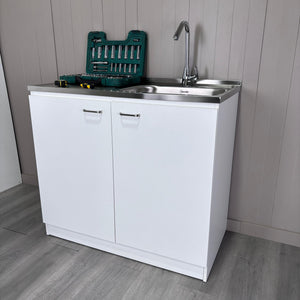 English Elm Napoles Utility Sink Cabinet With Double Doors And Shelf - Perfect For Laundry Rooms & More! B200S00144
