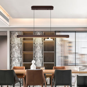 English Elm 39-inch Walnut Wood Led Bar Pendant Dimmable Fixture for Dining and Kitchen Islands W1340P264188