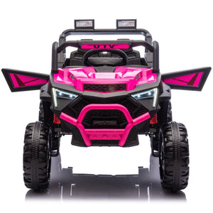 English Elm 24v 400w Kids Electric Utv Ride on with Remote Bluetooth Led Suspension Cockpit Pink W1578P284294