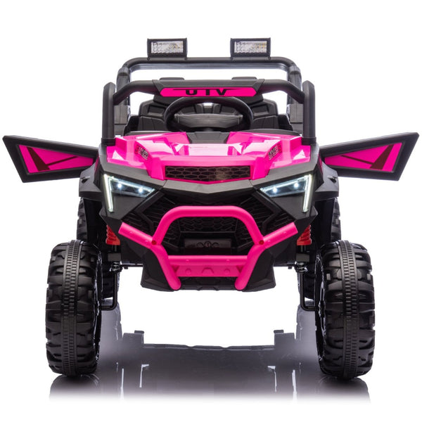English Elm 24v 400w Kids Electric Utv Ride on with Remote Bluetooth Led Suspension Cockpit Pink W1578P284294