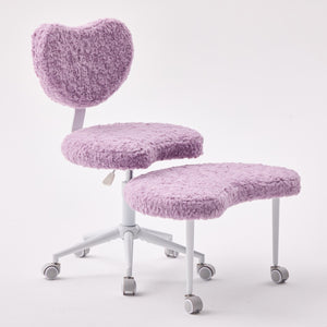English Elm Artificial Rabbit Hair Cross Legged Desk Chair with Lumbar Support and Swivel Footrest Violet W1143P403572