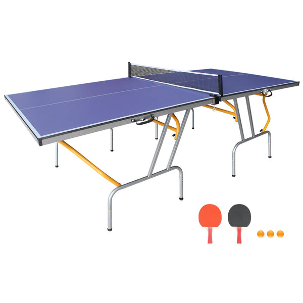 English Elm 8ft Foldable Ping Pong Table Aluminum Frame Indoor Game Set with Paddles Net Balls W1408P155353