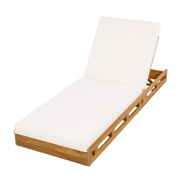 English Elm Christopher Knight Home® - Lounge Chaise Set - Solid Acacia Wood With Water-Resistant Cream Cushion For Ultimate Comfort & Style N770P272405T_N770P208317C