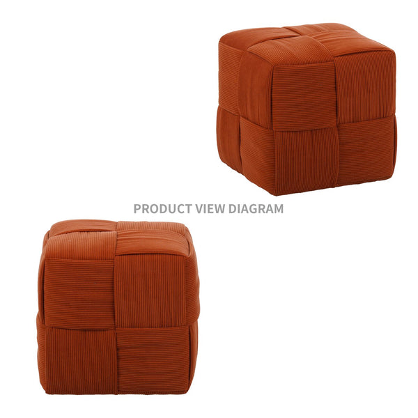 English Elm Ottoman Plush Corduroy Round Footrest Stool with High‑Resilience Foam, Sturdy MDF Frame, Versatile Use Brown W3851P369738