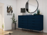 Manhattan Comfort Rockefeller Mid-Century Modern Dresser Tatiana Midnight Blue 156GMC4