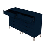 Manhattan Comfort Rockefeller Mid-Century Modern Dresser Tatiana Midnight Blue 156GMC4