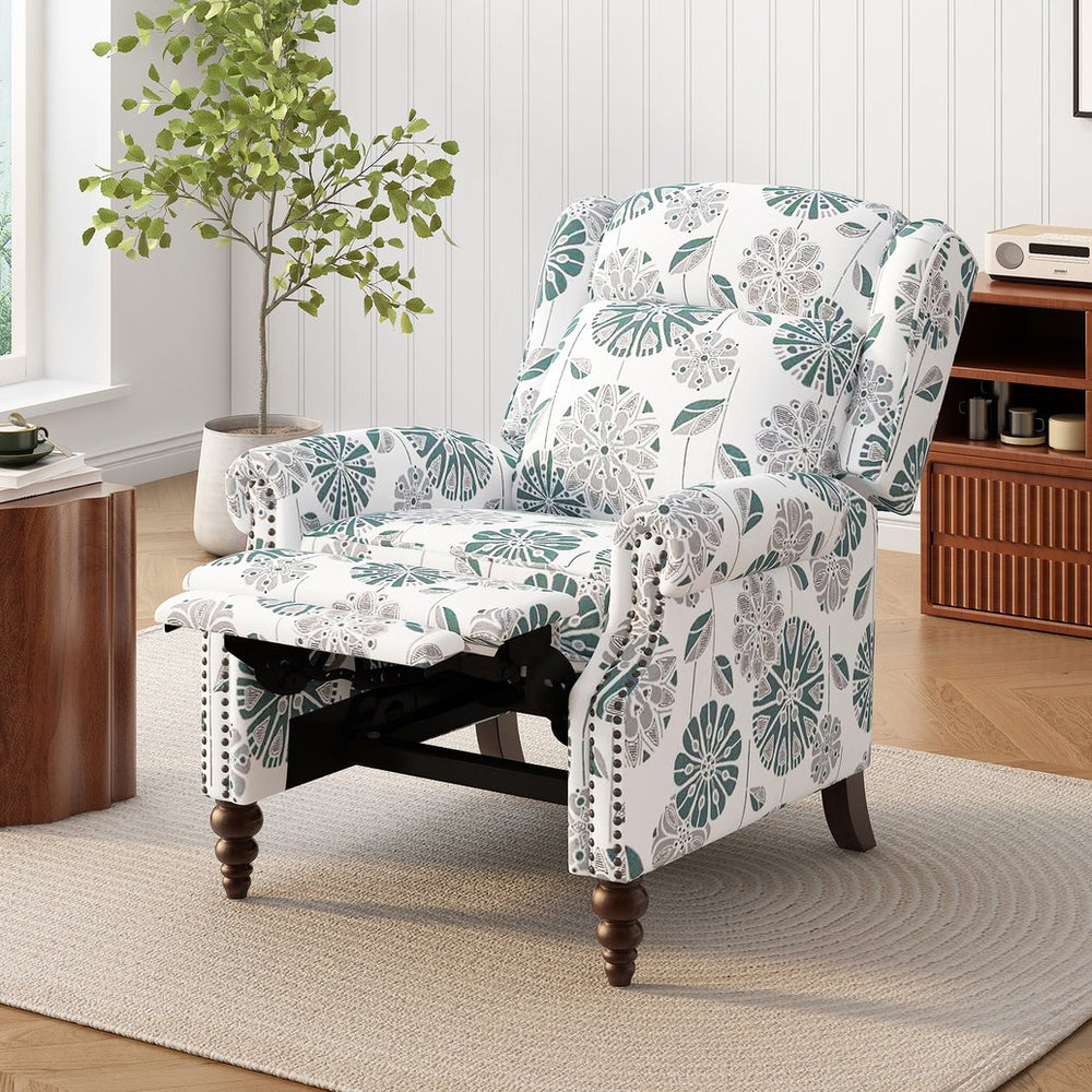 English Elm Christopher Knight Home® - 29.75" Push Back Recliner Chair with Wingback Design, Gourd Wooden Legs, Polyester Upholstery, Cozy Comfort White N763P201072Z