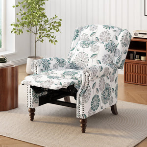 English Elm Christopher Knight Home® - 29.75" Push Back Recliner Chair with Wingback Design, Gourd Wooden Legs, Polyester Upholstery, Cozy Comfort White N763P201072Z