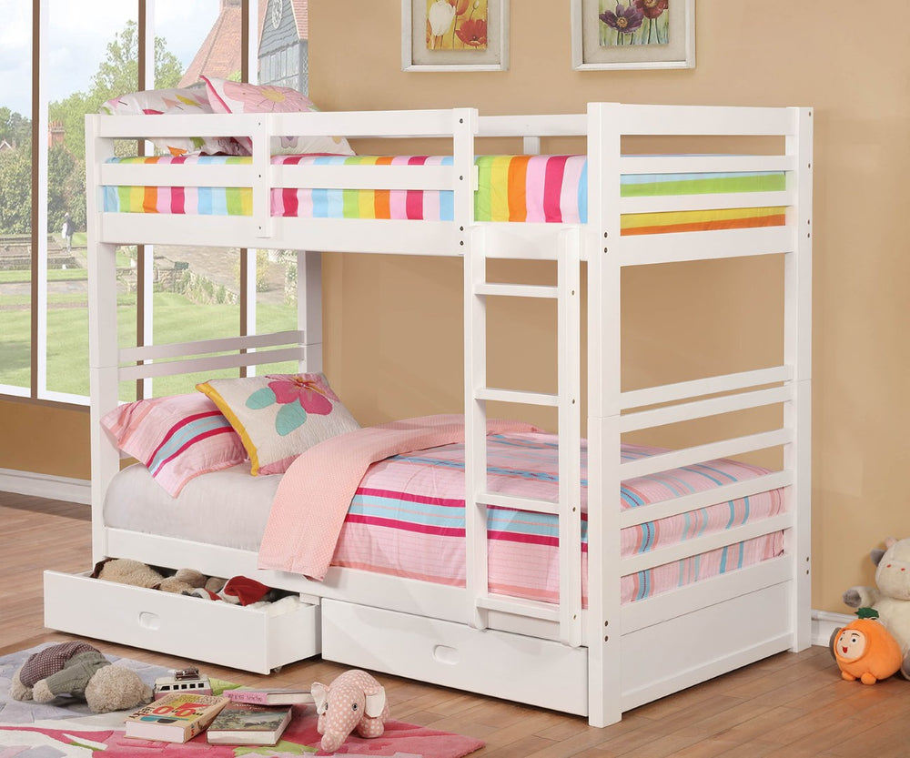 English Elm Twin Transitional Bunk Bed With Storage Drawers, Attached Ladder & Classic Mission Style Design B2741S00337-GIGA