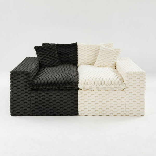English Elm Luxury Color-Block Turtle Velvet Sofa - Modular Design For Stylish Living Spaces, Comfort For All! W3371S00045