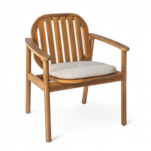 English Elm Christopher Knight Home® - Meja Teak+ Beige Dining Chair Set of 2 with Eucalyptus Legs, Vertical Slat Back & Beige Cushions N775P282728T