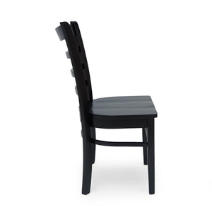 English Elm Dining Chair Set of Two Solid Rubberwood Ladder Back Farmhouse Cottage Style 67982.00MTBLK