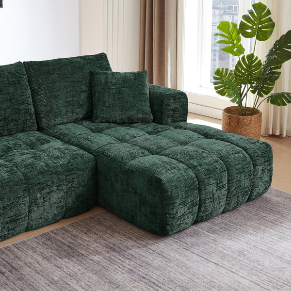 English Elm Chenille L-Shape Oversized Sofa - Plush Minimalist Sectional Couch For Living Room, No Assembly Needed! W2339S00081