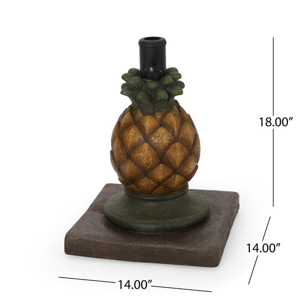 English Elm Christopher Knight Home® - PINEAPPLE Concrete Umbrella Base in Sunny Yellow — Heavy 21.75" x 17.5" Decorative Outdoor Stand 67768.00YLW