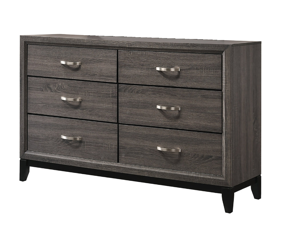 English Elm 1pc Modern 4-Drawer Tall Storage Chest in Mist Finish — Sleek Bedroom Organizer with Spacious Drawers Gray 61 L x 19 W x 36 H B2741P406737