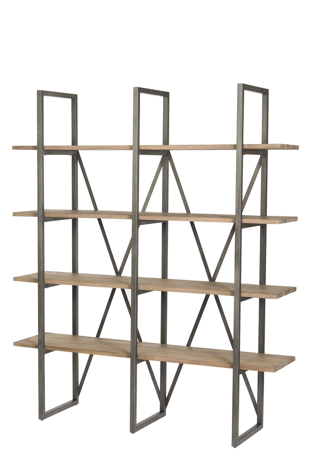 Lh Imports Kenya Large Cain Rack - Stylish Salvaged Grey Storage Solution With Durable Metal Frame & Ample Space Brown,Grey Reclaimed Pine,Metal Kna08