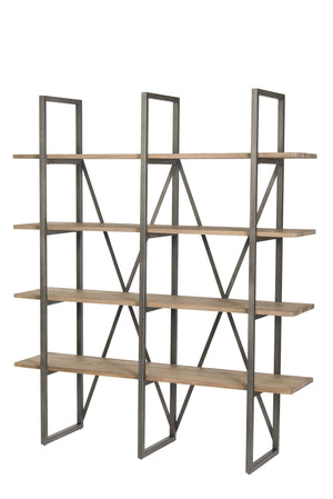 Lh Imports Kenya Large Cain Rack - Stylish Salvaged Grey Storage Solution With Durable Metal Frame & Ample Space Brown,Grey Reclaimed Pine,Metal Kna08