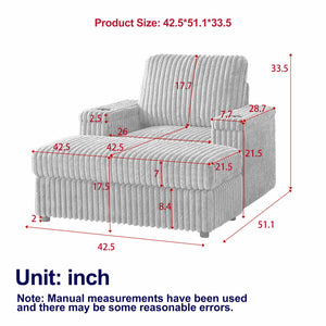 English Elm 42.5-inch corduroy single recliner with cup holder, storage ottoman, plush back pillow for lounging Green W834P375120