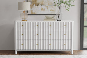 IDEAZ 1570APB White Modern 6 Drawer Dresser White 1570APB