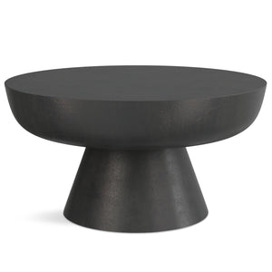 English Elm Charmaine Handcrafted 30" Round Pedestal Coffee Table in Black Nickel Finish — Durable Cast Aluminum Design B136P239031