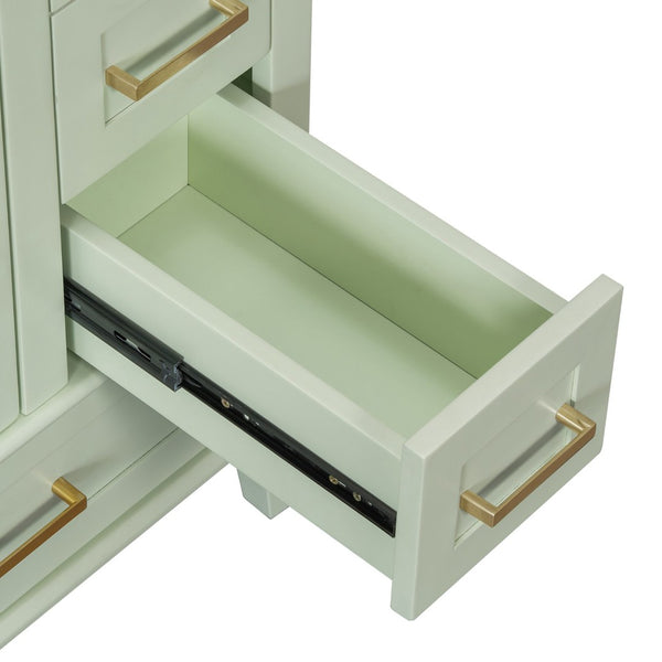 English Elm 24" Olive Bathroom Vanity Solid Wood Frame Ceramic Sink Gold Hardware Soft Close Green N729P373276F