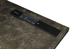 English Elm Brancaster Bronze Aluminum & Oak Finish Desk with Wireless Charging, USB-A Ports & Self-Close Drawers B2726S00083