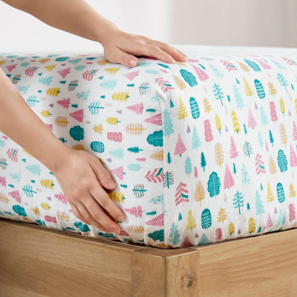 English Elm 3 Pcs Twin Xl Flannel Sheet Set - Cozy White Holiday Tree Print For Warm, Seasonal Comfort B035P319685