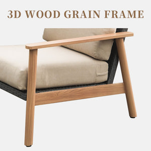 English Elm Outdoor Wicker Patio Furniture Set - Stylish 4-Piece All-Weather Sofa With Cushions & Pillows W1859S00087-GIGA