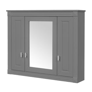 English Elm Bathroom Wall Cabinet Mirrored Mdf Three Door Over Toilet Gray Storage Unit N710P252503E