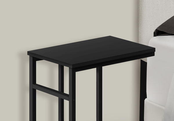 English Elm Accent Table, Modern C-Shaped Design For Versatile Use As Snack Or Laptop Stand, Black Finish B2710P218970