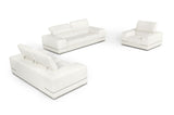 VIG Furniture Divani Casa Chrysanthemum Modern White Genuine Leather Sofa Set VGKK1576-SET-WHT-FL