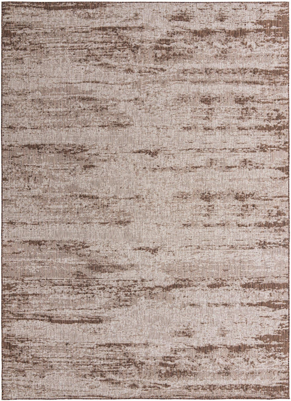 Unique Loom Outdoor Modern Cartago Machine Made Abstract Rug Brown, Ivory 10' 0" x 14' 1"